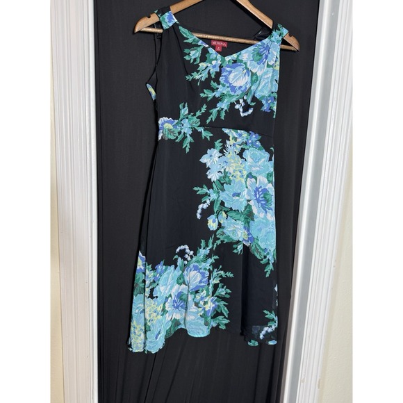 Merona Tank Dress Blue Green Lined Sheer Dark Floral Fairy Y2K babydoll S - Picture 5 of 10